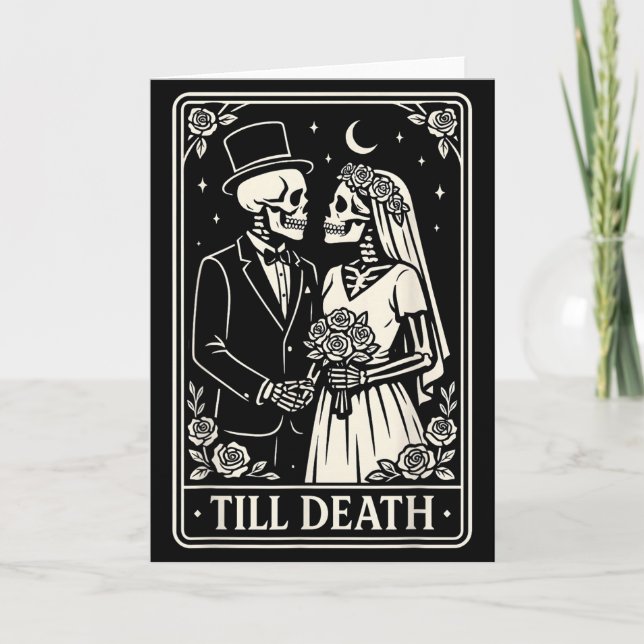 Cartão Till Death Skeleton Love Couples Gothic Wedding Br (Frente)