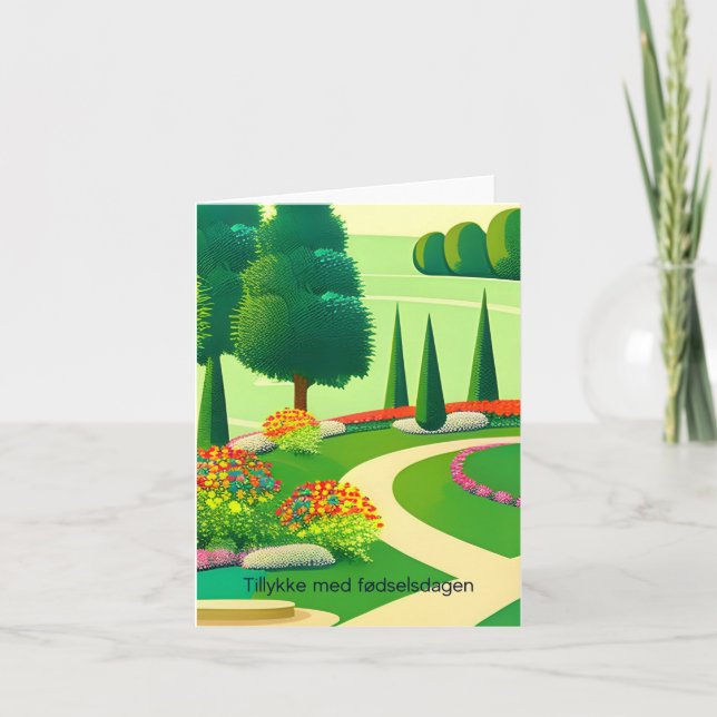 Cartão Tillykke med fødselsdagen, feliz aniversário na Di (Frente)