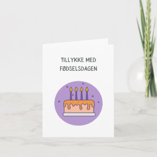 Cartão Tillykke med fødselsdagen, feliz aniversário na Di