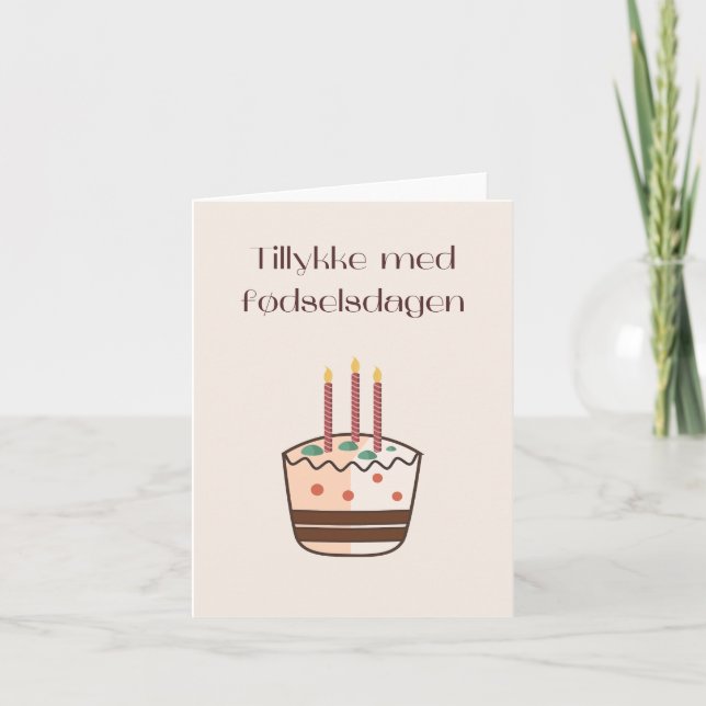Cartão Tillykke med fødselsdagen, feliz aniversário na Di (Frente)