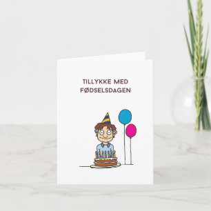 Cartão Tillykke med fødselsdagen, feliz aniversário na Di