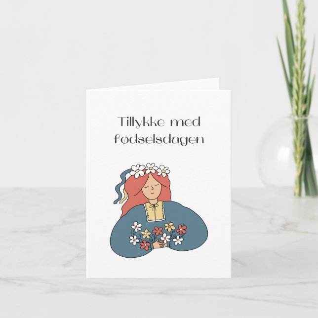 Cartão Tillykke med fødselsdagen, feliz aniversário na Di (Frente)