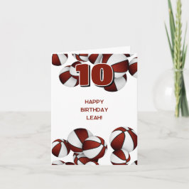 Cartão time branco maroon cores basketbolas aniversário d