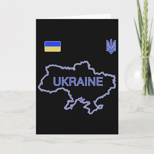 Cartão Time de Futebol da Ucrânia Mapa Ukr e Jersey Tride (Frente)