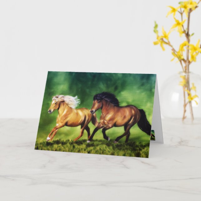 Cartão Time dos Sonhos - Cavalos Islandeses (Flor Amarela)