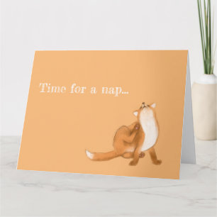 Cartão Time for a nap cute fox scratching drawing