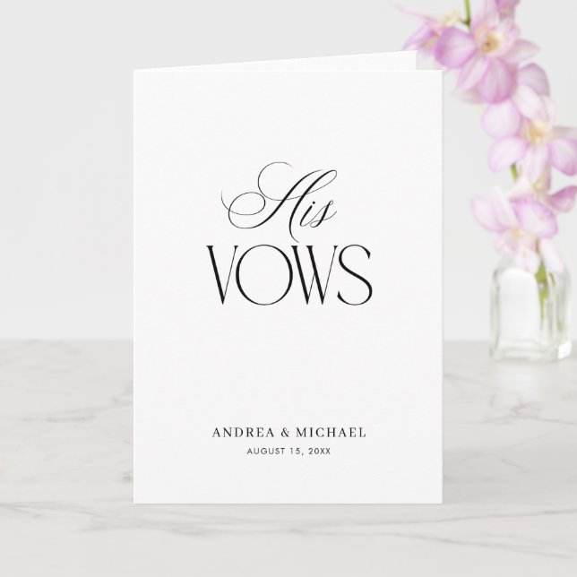 Cartão Timeless Luxe Script Elegant His Wedding Vows (Orquídea)