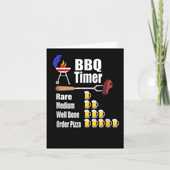 Cartão Timer Engraçado Barbecue Grill Gift Beer (Frente)