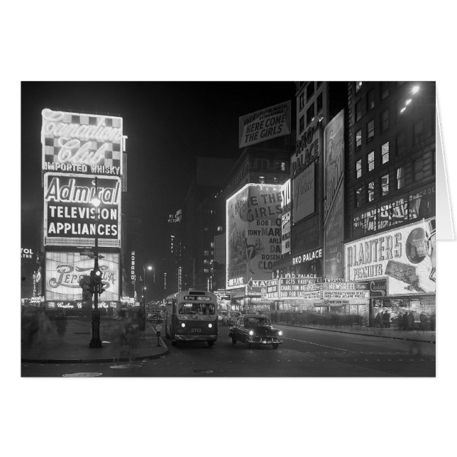Cartão Times Square à Noite, 1953 (Frente Horizontal)
