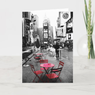 Cartão Times Square Black White & Red Greeting Card