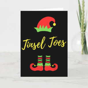 Cartão Tinsel Toes Elfo Natal Papai Noel Elfos Camisola F