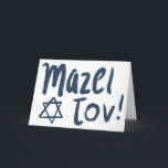 Cartão Tinta azul personalizável MITZVAH para BAR TOV MAZ<br><div class="desc">Estrelas desenhadas à mão e texto de pincel para você. Adicione seu próprio texto ao dentro da placa ou altere as cores de fundo. Para mais designs e cores, verifique meu compro! Ou me avise se quiser algo personalizado. Também tenho papel de empacotamento e, claro, versões do Bar e do...</div>