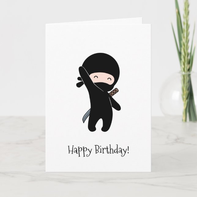 Cartão Tiny Happy Ninja Birthday (Frente)
