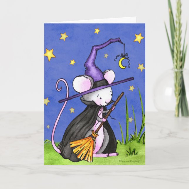 Cartão Tiny Mouse Witch Halloween (Frente)