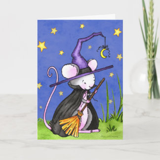 Cartão Tiny Mouse Witch Halloween