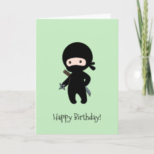 Cartão Tiny Ninja Fazendo Aniversário Verde Estrela
