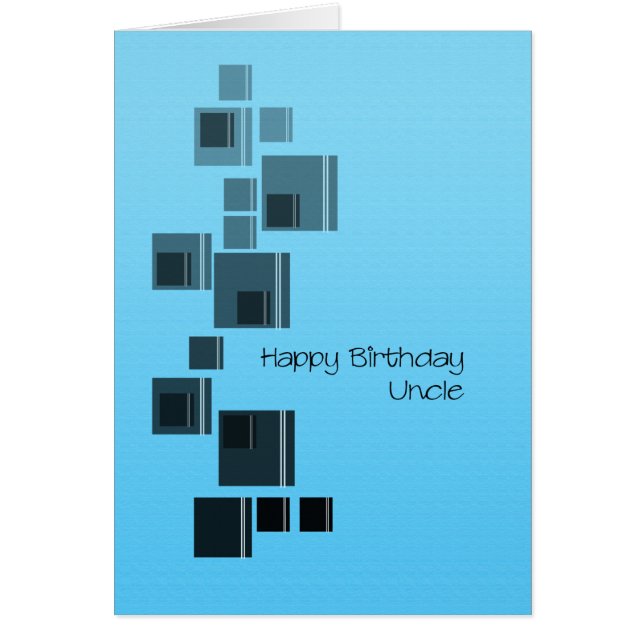 Cartão Tio Abstract Design Blue Birday Card (Frente)