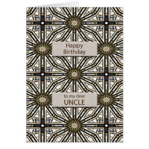 Cartão Tio Birthday Abstrato Mandala Design