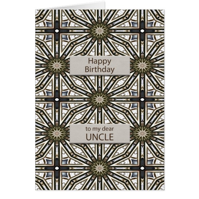 Cartão Tio Birthday Abstrato Mandala Design (Frente)