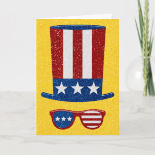 Cartão Tio Sam, 4 De Julho, Glitter Card