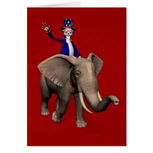 Cartão Tio Sam Andando Em Elefante