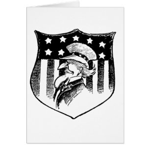 Cartão Tio Sam Patriótico Vintage e Bandeira Americana