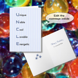 Cartão Tio SMS, aniversário de stripe azul