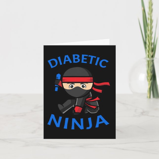 Cartão Tipo 1 Sensibilização para a diabetes Ninja T1D Cr (Frente)