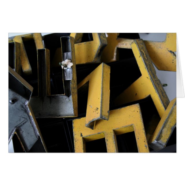 Cartão Tipografia de Abstrato de Jogos de Metal Letters (Frente Horizontal)