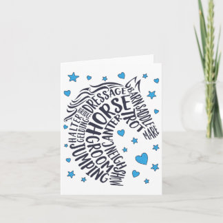 Cartão Tipografia de cavalos Palavras Raparigas de Arte C