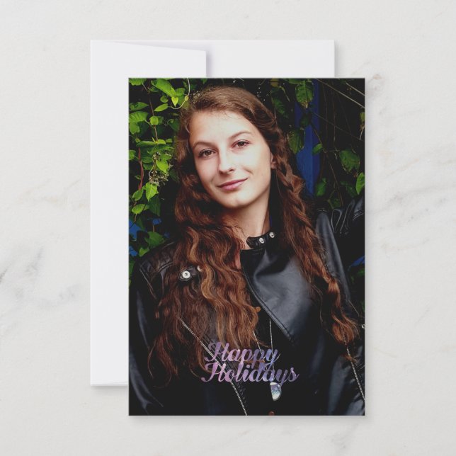 Cartão Tipografia de Galáxia Espacial Roxa Feliz Feriados (Frente)