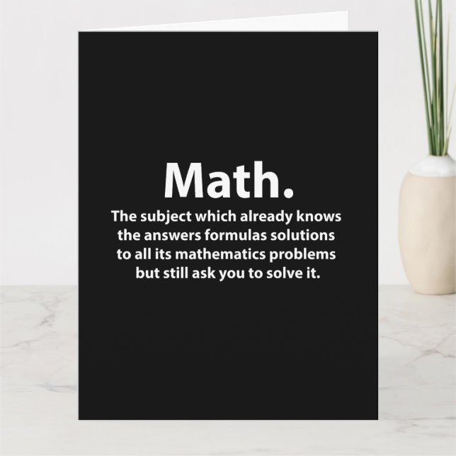 Cartão Tipografia de Matemática Saudação Divertida de Mat (Frente)