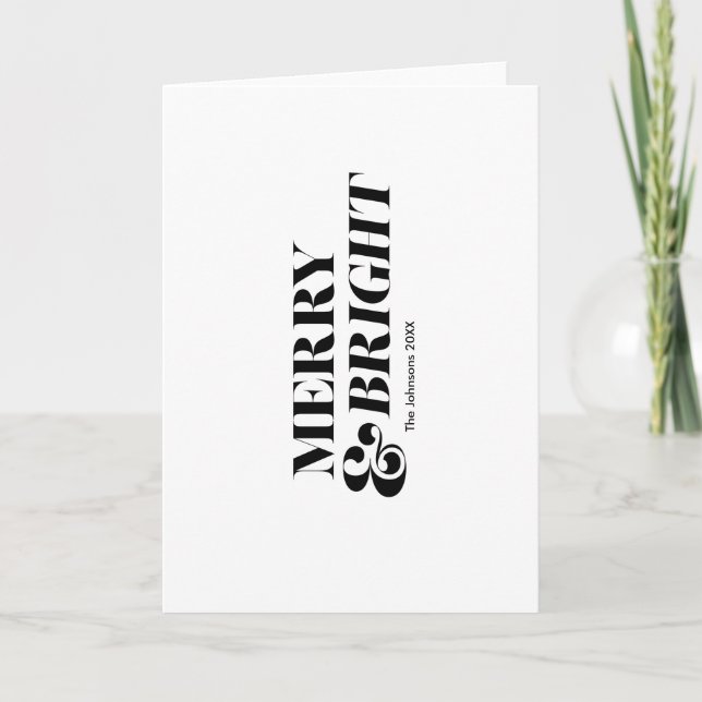 Cartão Tipografia de Natal Moderno e feliz Brilhante (Frente)