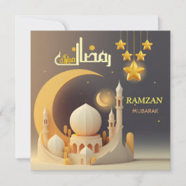 Cartão Tipografia de Ramzan Mubarak Mesquita & Crescente 