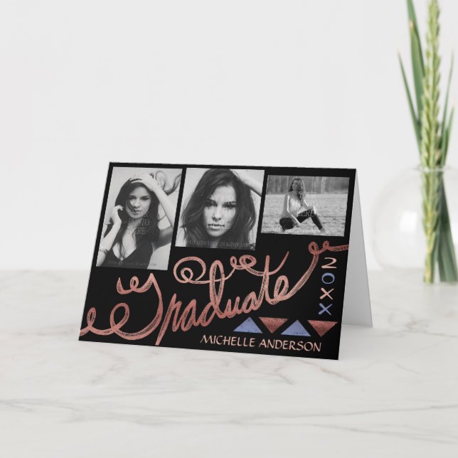 Cartão Tipografia Dourada do Rosa de Graduação 2023 (Frente)