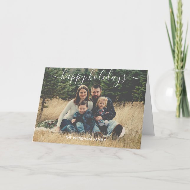 Cartão Tipografia Elegante de Natal Adicionar seu Templo  (Frente)