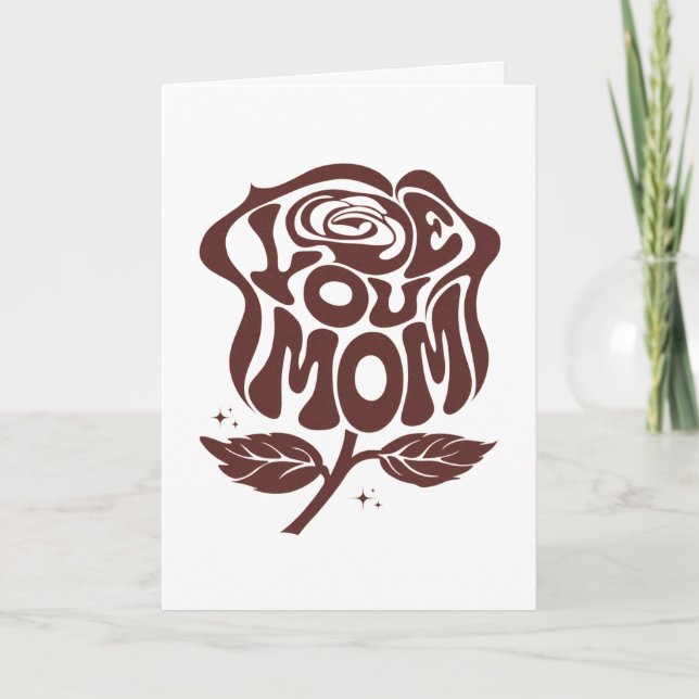 Cartão Tipografia Rosa de Amor Você Mãe (Frente)