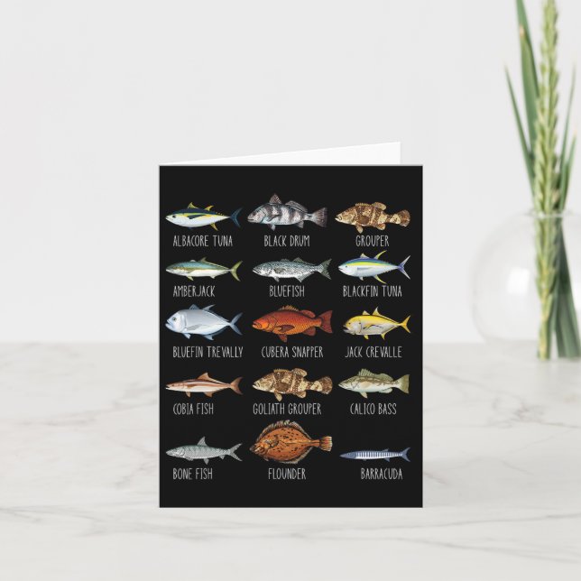 Cartão Tipos De Peixes Válidos Espécies Biológicas Pesca  (Frente)