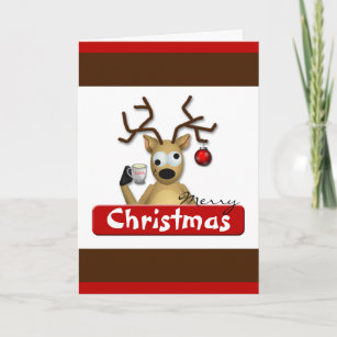 Cartão Tipsy engraçado do Natal da rena
