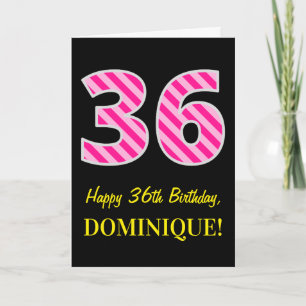 Cartão Tira Rosa Divertida "36"; Feliz 36º Aniversário; N