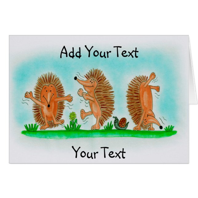 Cartão Tiragem feliz dos ouriços (Frente Horizontal)