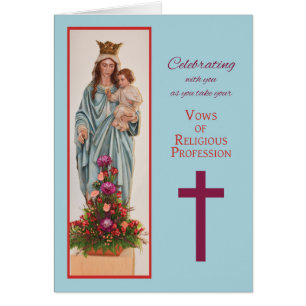 Cartão Tirando Vows, freira, Mary segurando Jesus bebê co