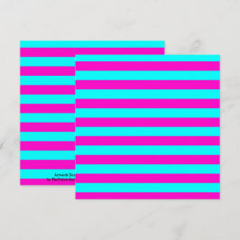 Cartão Tiras De Turquesa Verde, Cor-De-Rosa Quente E Azul