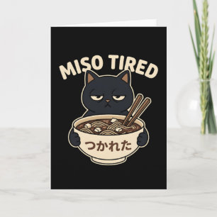 Cartão Tirinha de Miso Gato Cansado Amante de Ramen Comid