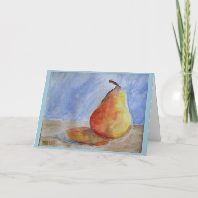 Cartão Tirrell "Pear in Watercolor" Alojamento (Frente)