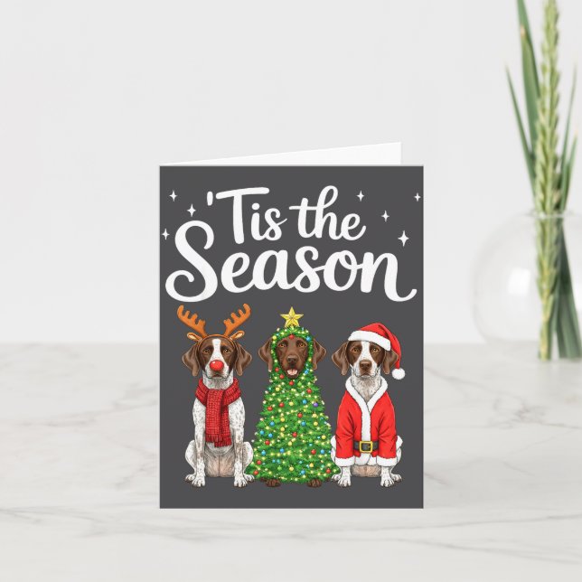 Cartão Tis The Season German Shorthaired Inter Christmas  (Frente)