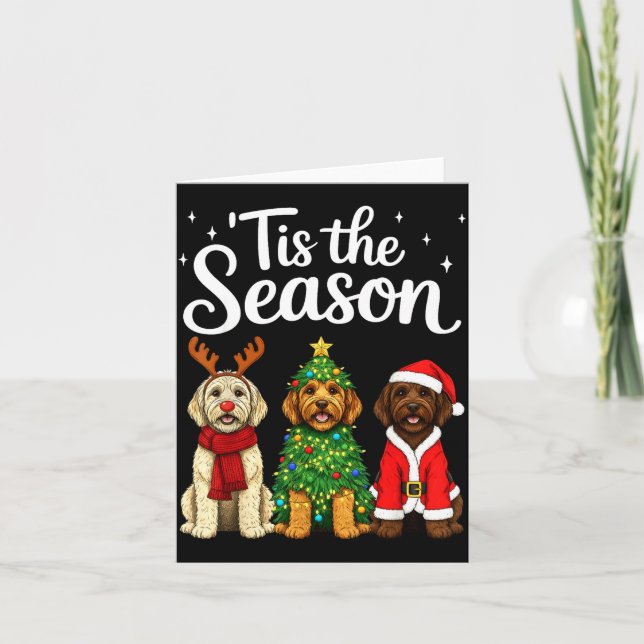 Cartão Tis The Season Goldendoodle Christmas Santa Doodle (Frente)