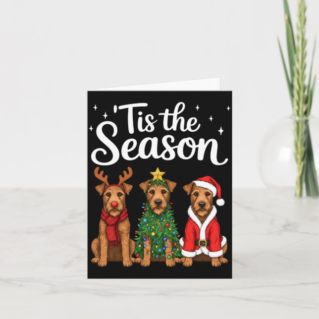 Cartão Tis The Season Irierrier Christmas Santa Dog Lover (Frente)