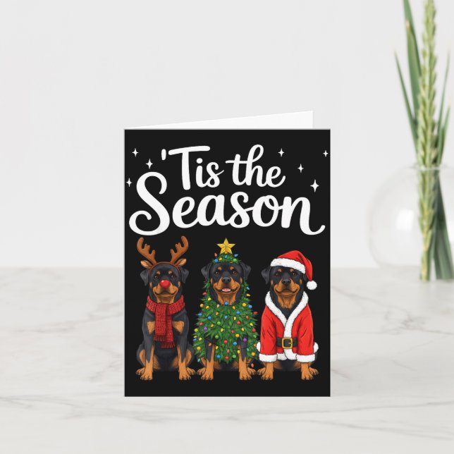 Cartão Tis The Season Rottweiler Christmas Santa Rottie D (Frente)