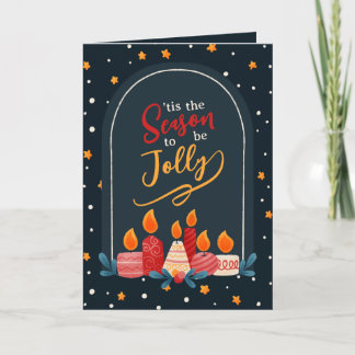 Cartão Tis the Season to Be Jolly Christmas Candle Card